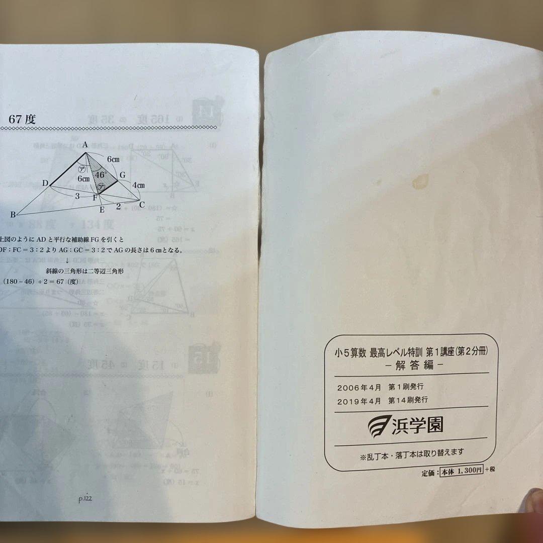 浜学園　小5最高レベル特訓算数テキスト　難問解説集　フルセット　2024年使用版