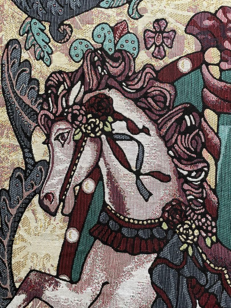 B04015 ヴィンテージ　ラグ　マルチカバー　馬　ホース　130×177
