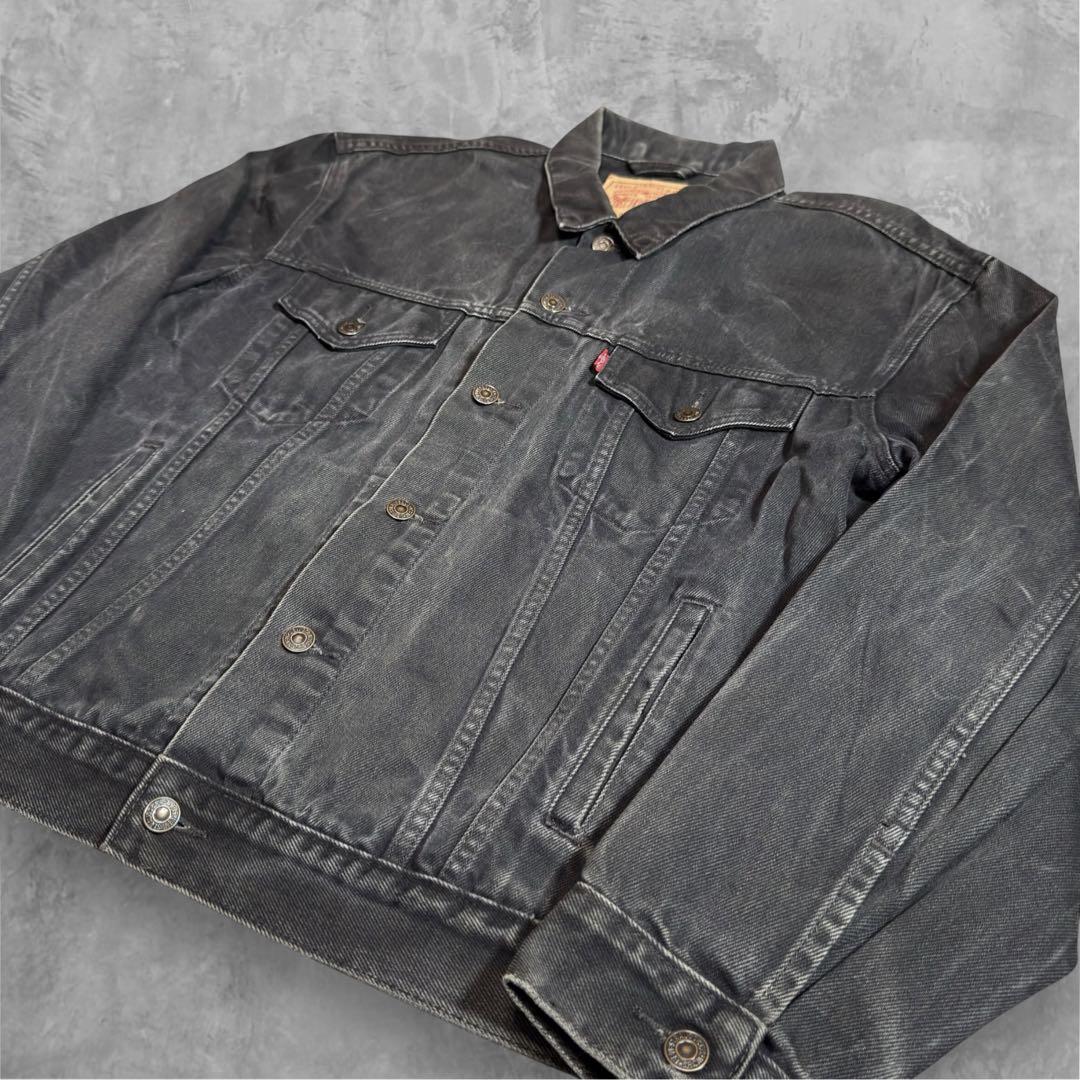 00s Euro Levis 後染め ブラック デニムジャケット Gジャン
