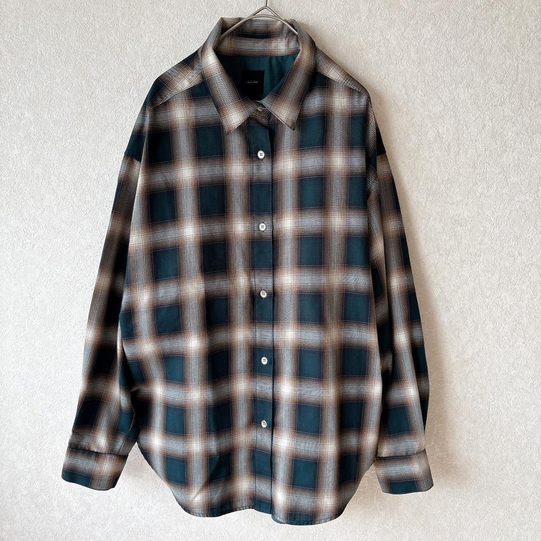 美品⭐️スピックアンドスパン TRツイルチェックシャツ メタルボタン グリーン