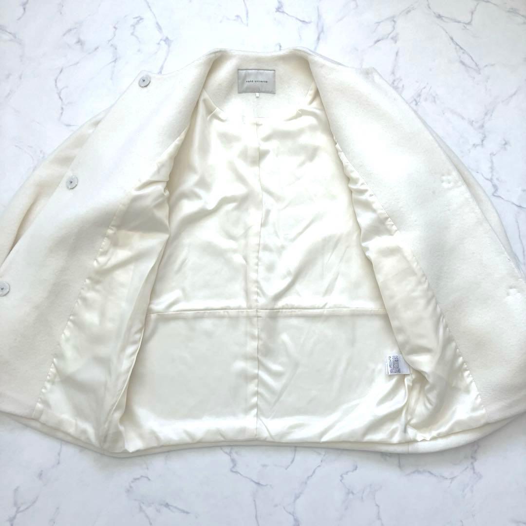 上質✨24AW ナノユニバース ウールカシミヤノーカラーミドル丈コート