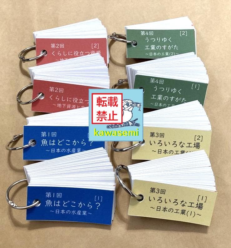 カット済【中学受験】予習シリーズ 社会 5年上(第1-4回) 地理 暗記カードa
