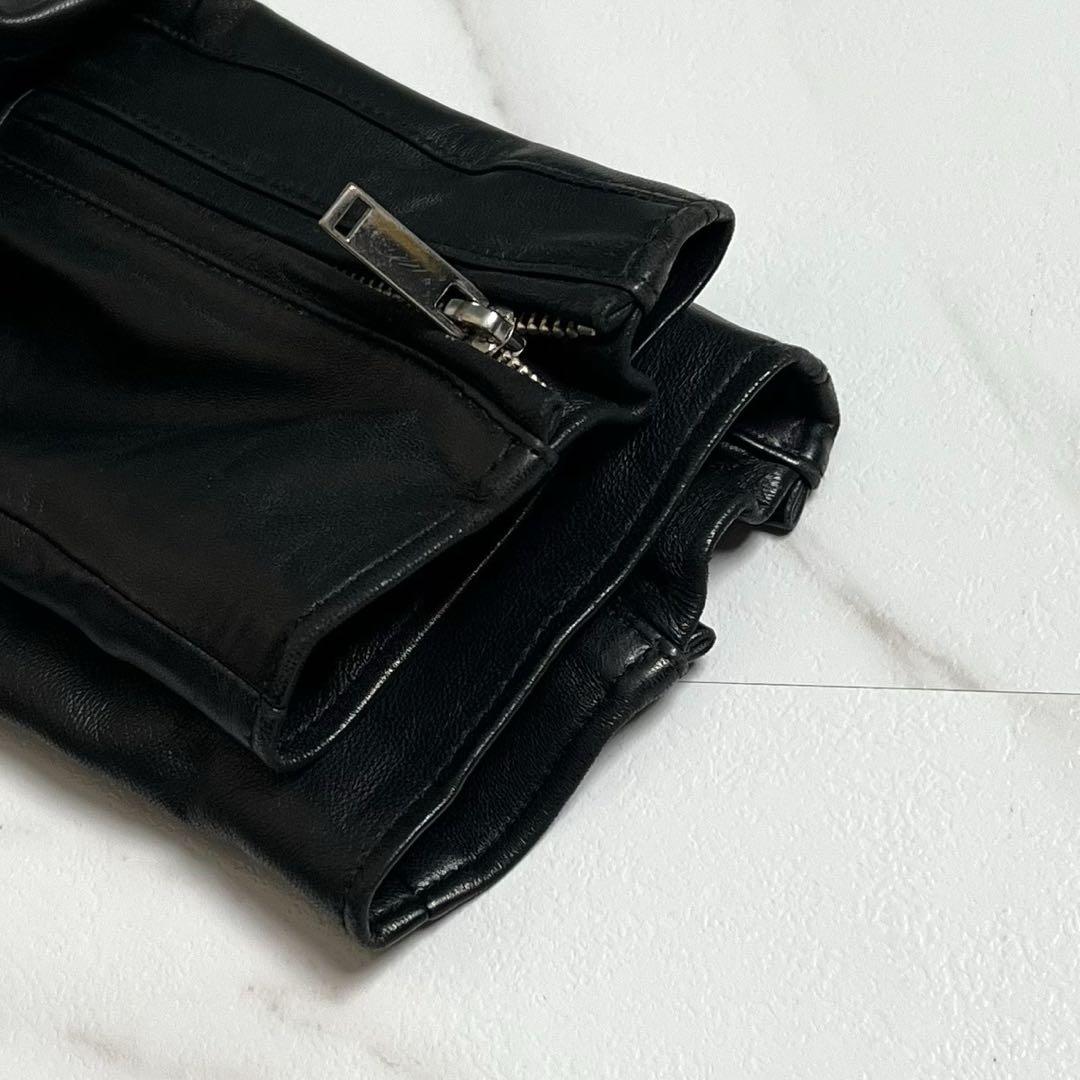 美品　ステュディオス　シングルライダースジャケット　ラムレザー　ブラック