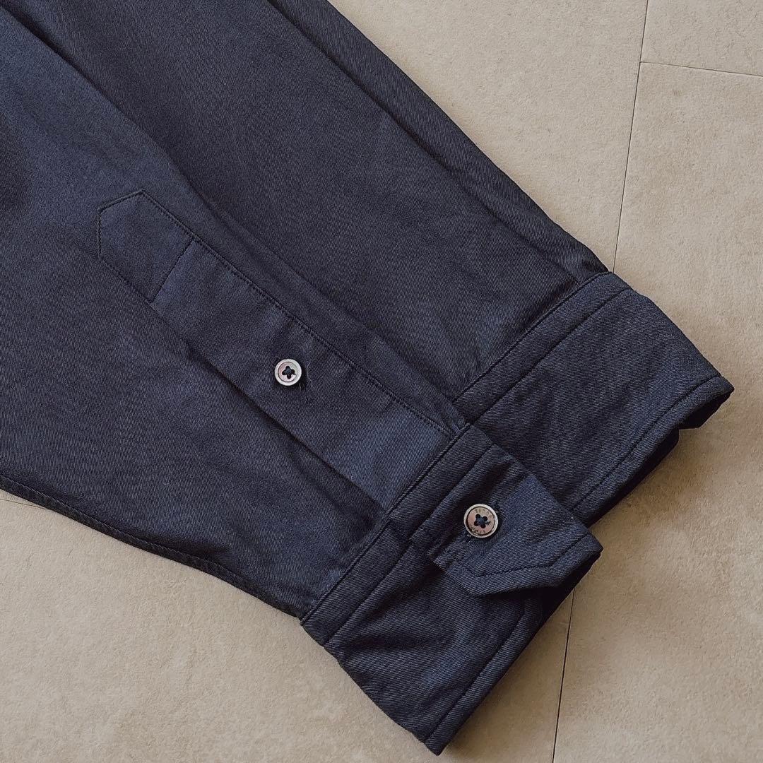美品 ティッカ スクエアビッグロングシャツ ロングワンピース ネイビー ゆったり