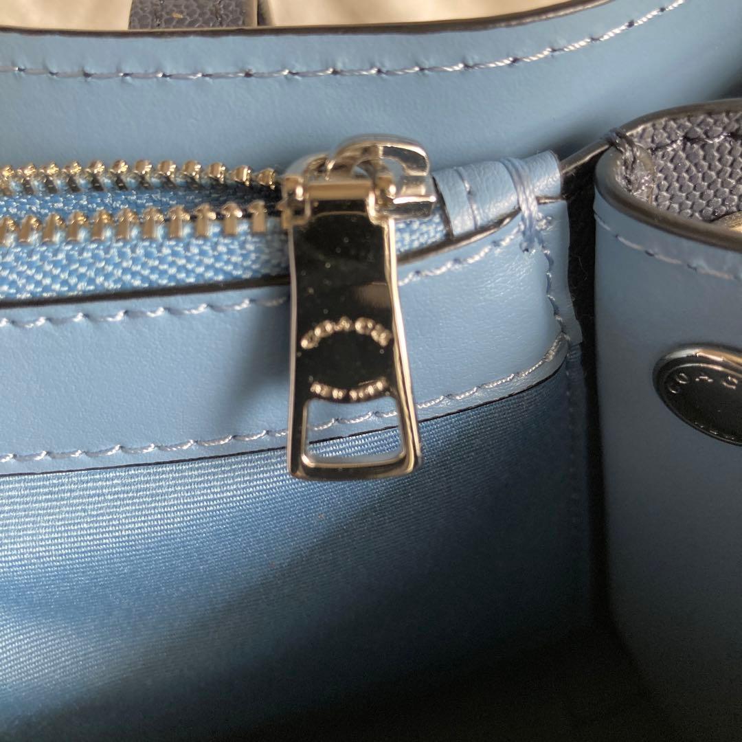 新品同様COACH 2wayトートバッグ　ネイビー系　レザー　91490