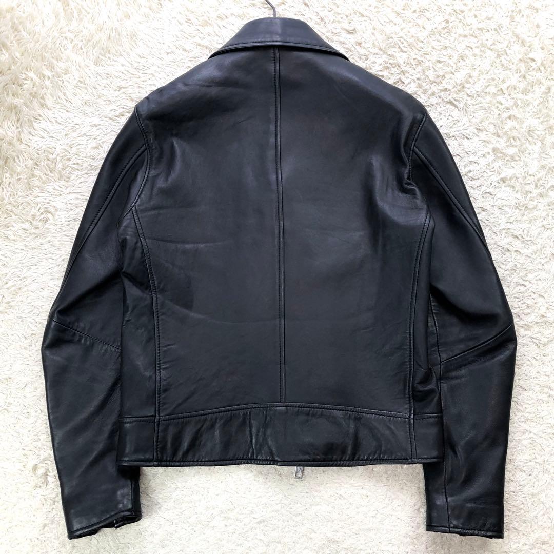エディフィス 羊革 ラムレザー ダブル ライダース Mサイズ ブラック ジップ