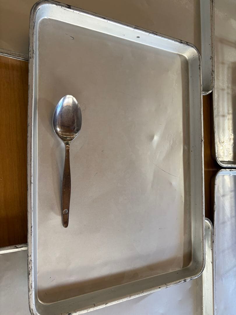 アルミ製長方形トレーなど 中古54枚セット 昭和レトロ　給食 セット