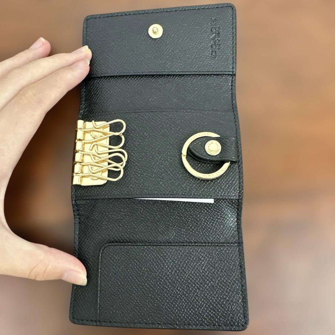 ★極美品★COACH 5連キーケース ブラック レザー 保存袋付き♪