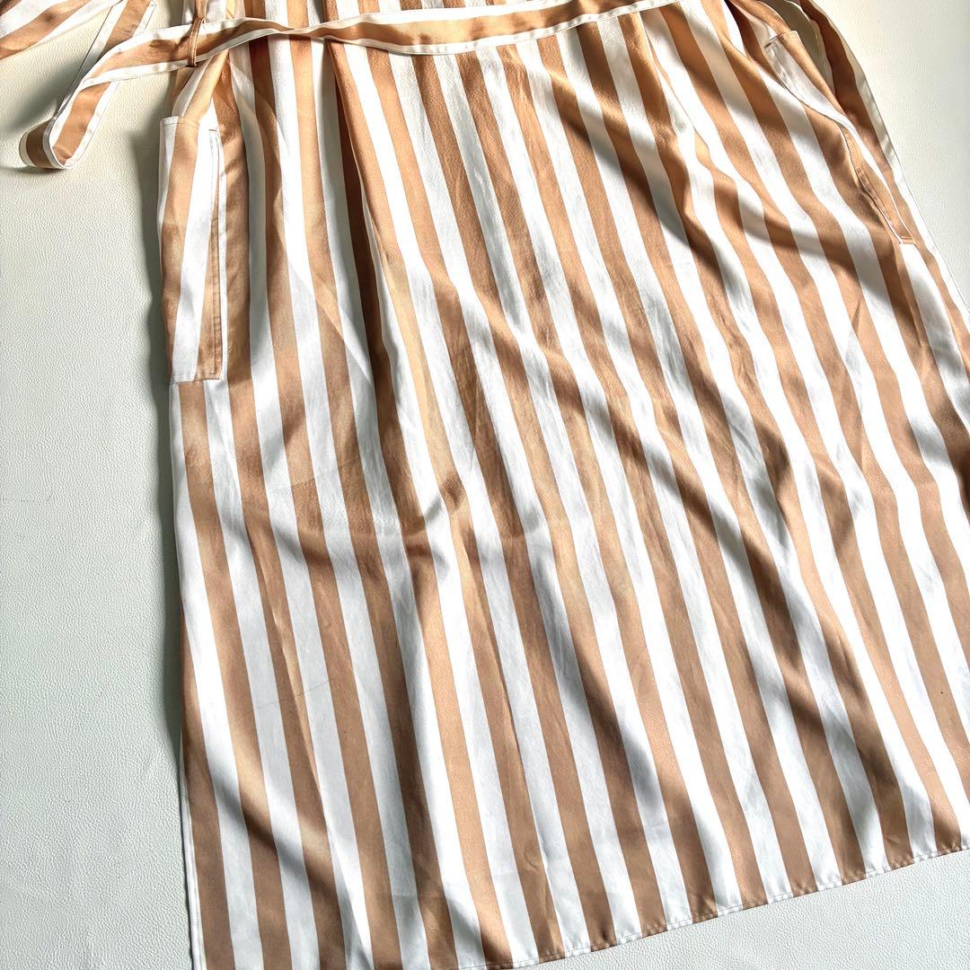 ◆美品◆BEIGE.◆5.3万◆ストライプシャツワンピース◆マキシ丈◆ L