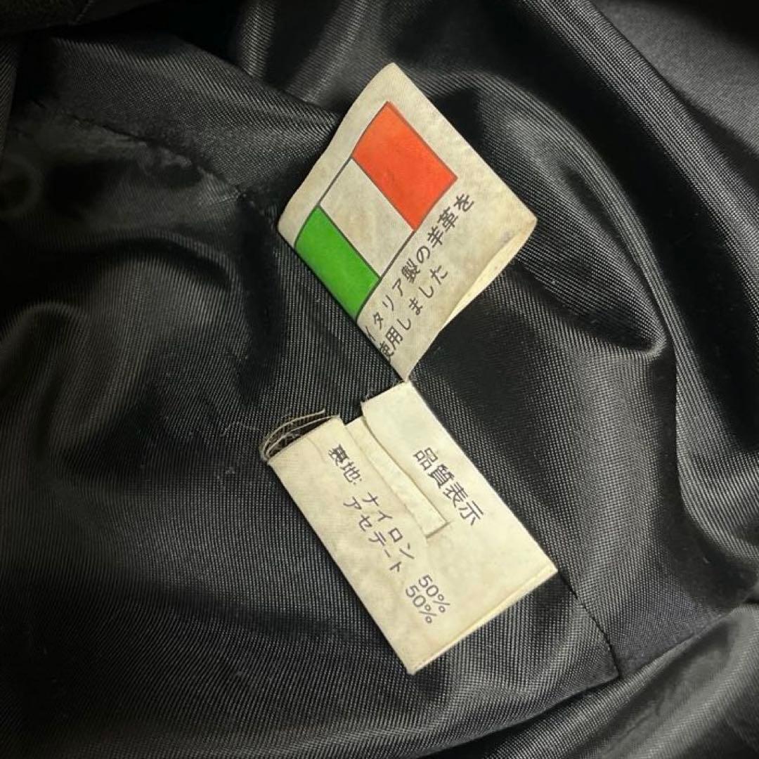 レザーロングジャケット フード付 イタリア製羊毛 ナイロン アセテート