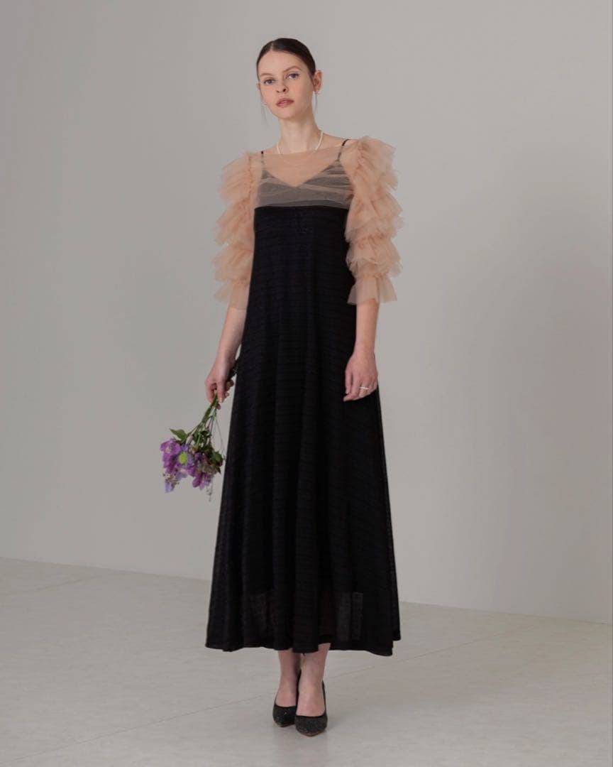 leja ティアードフリルチュールボレロワンピースドレス 結婚式 パーティー S
