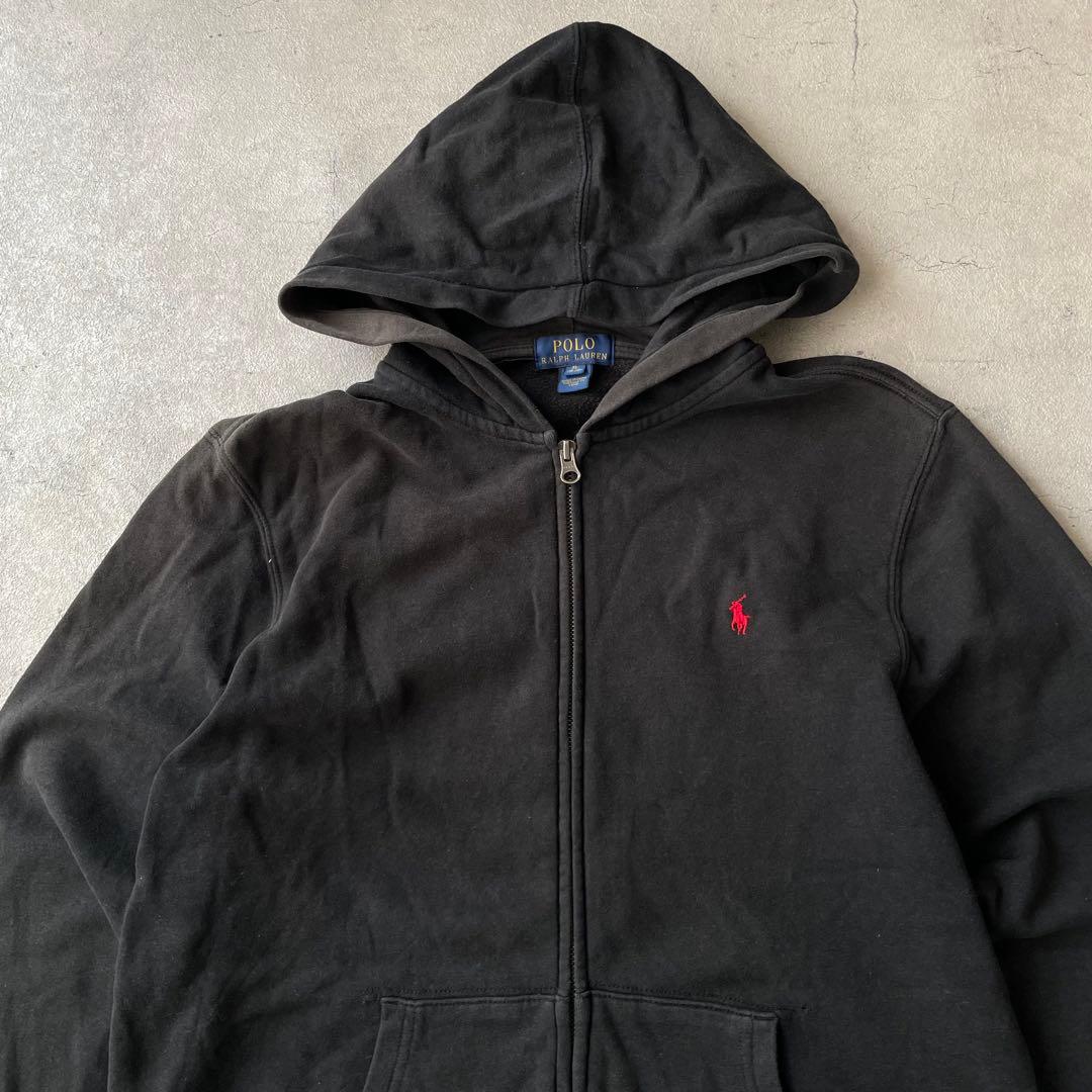 POLO RALPH LAUREN フルジップ パーカー フェード 黒