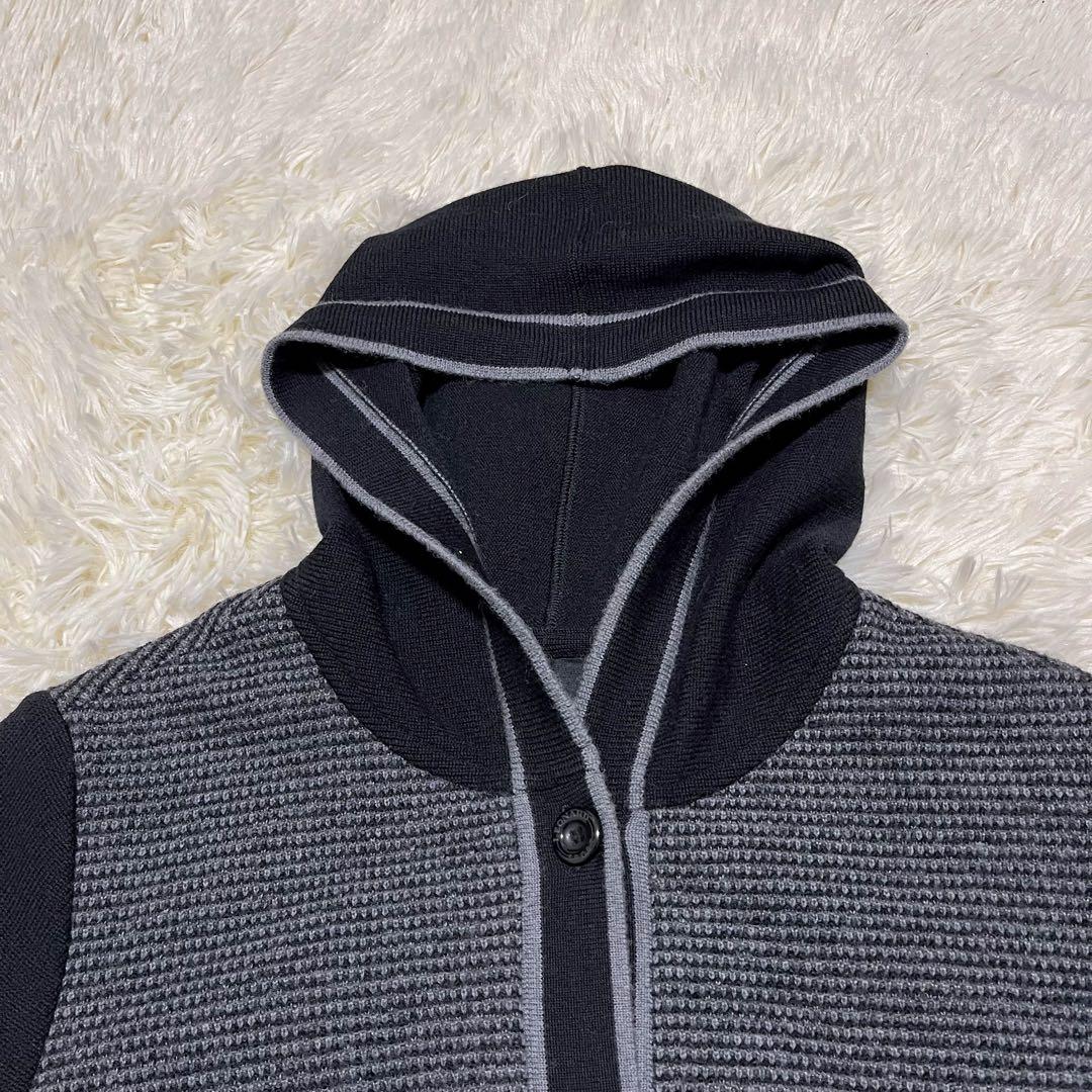 【美品】LEONARD SPORT ニットジャケット　コート　フード付　ブラック