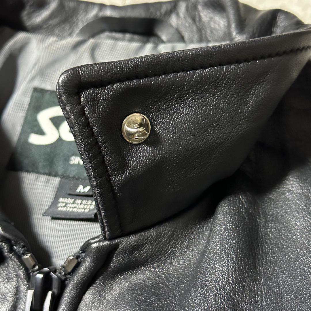 美品 Schott 7621 羊革 レザージャケット M 黒 ピンズ付き