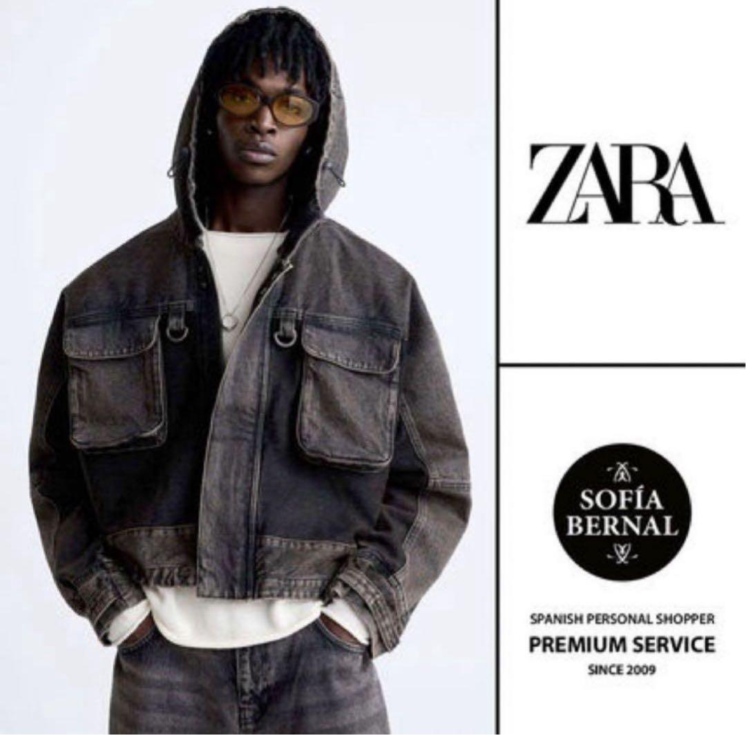 完売品 ZARA セットアップ コントラストフード付　デニムジャケット パンツ