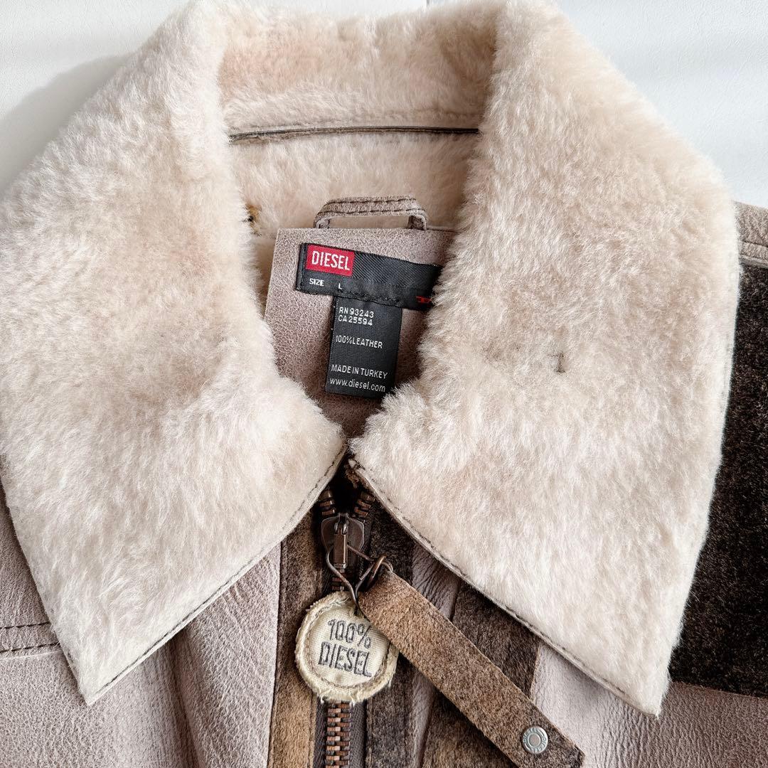 【かわいいウサギ】DIESEL レザームートンジャケット