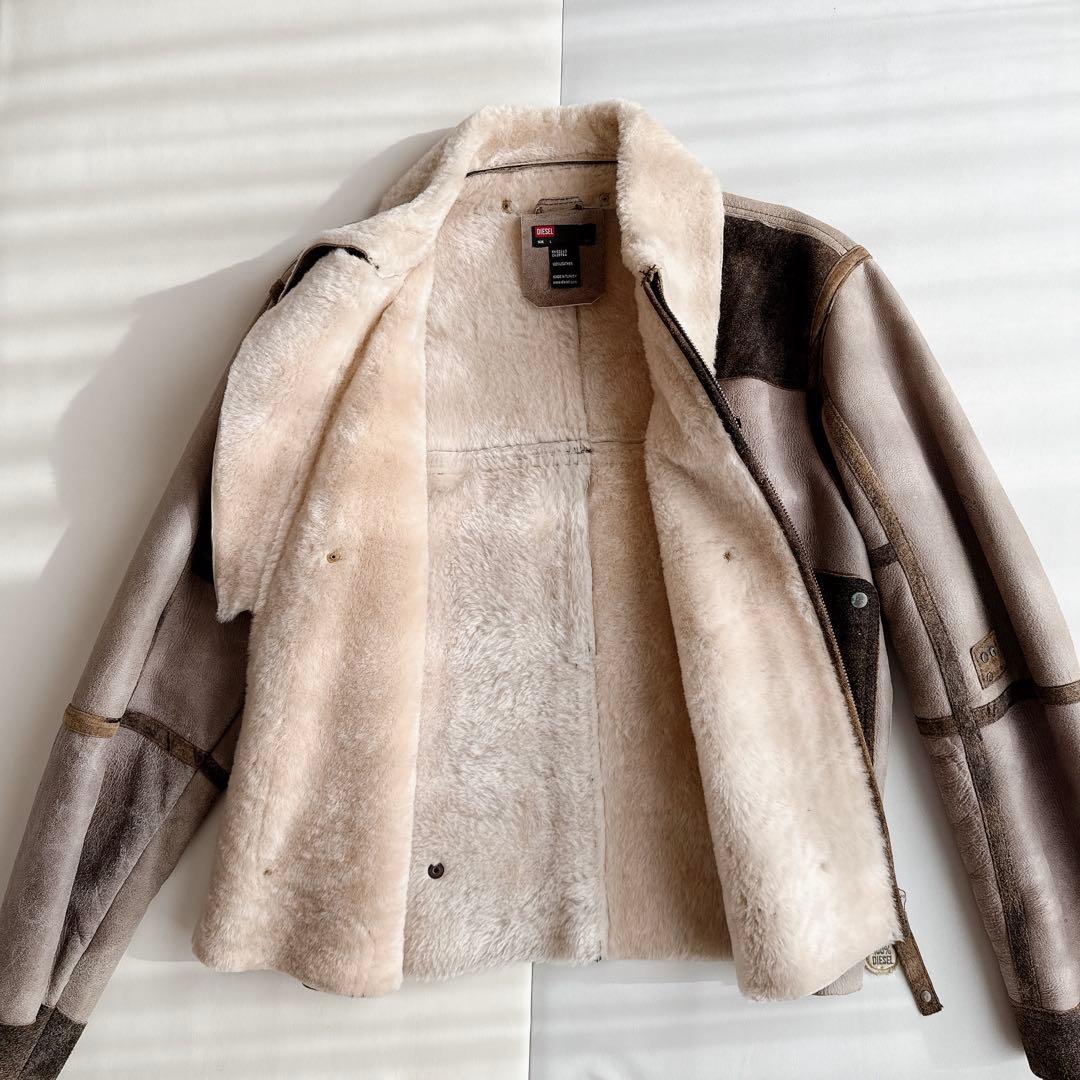 【かわいいウサギ】DIESEL レザームートンジャケット