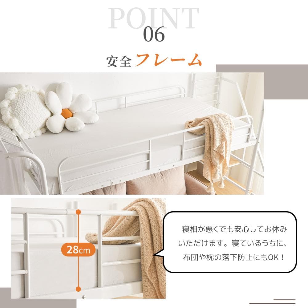 超人気✨！システムベット ロフトベッド（S） デスク・コンセント付きWHITE