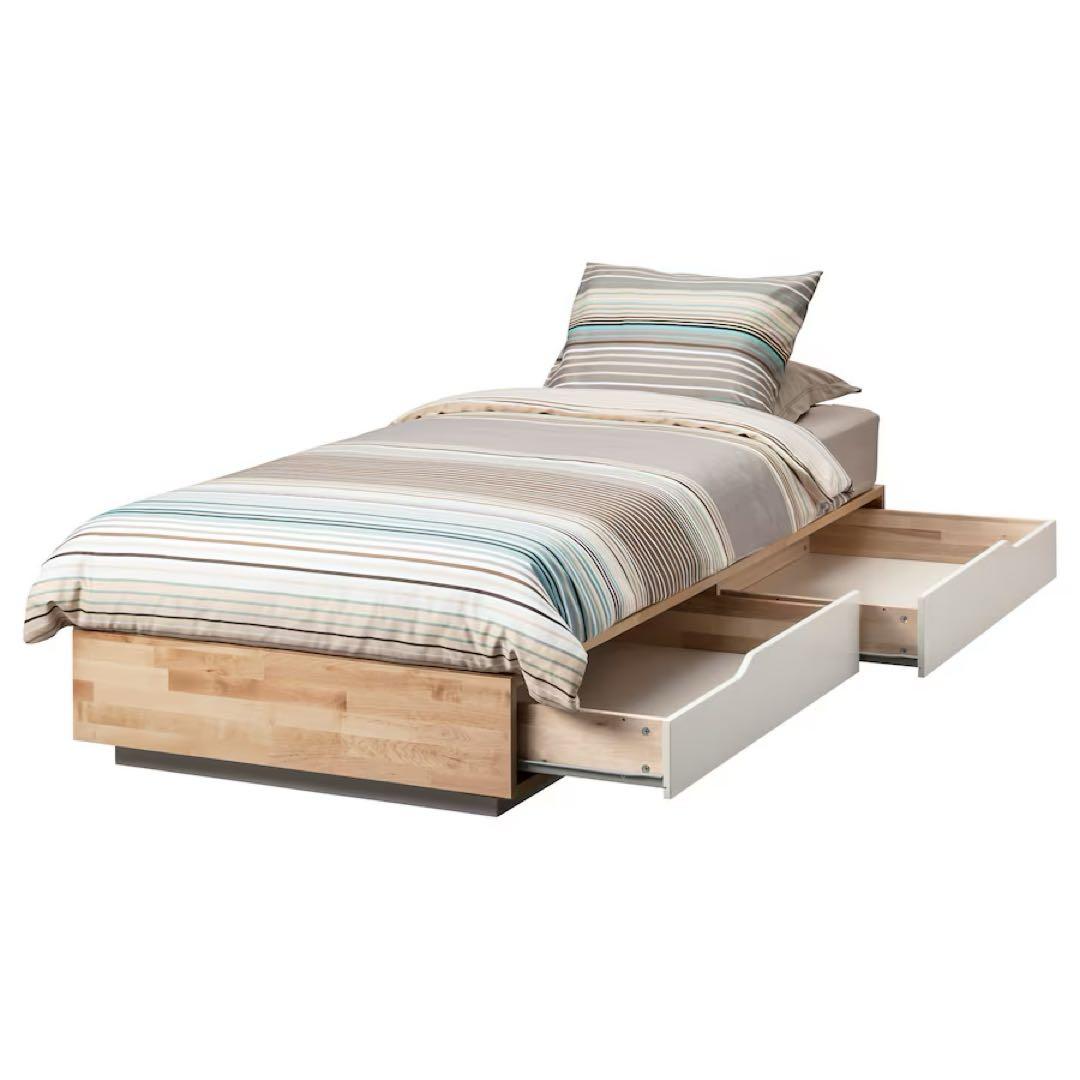 ★送料込★完成品IKEA MANDAL シングルベッド　収納付きマンダール