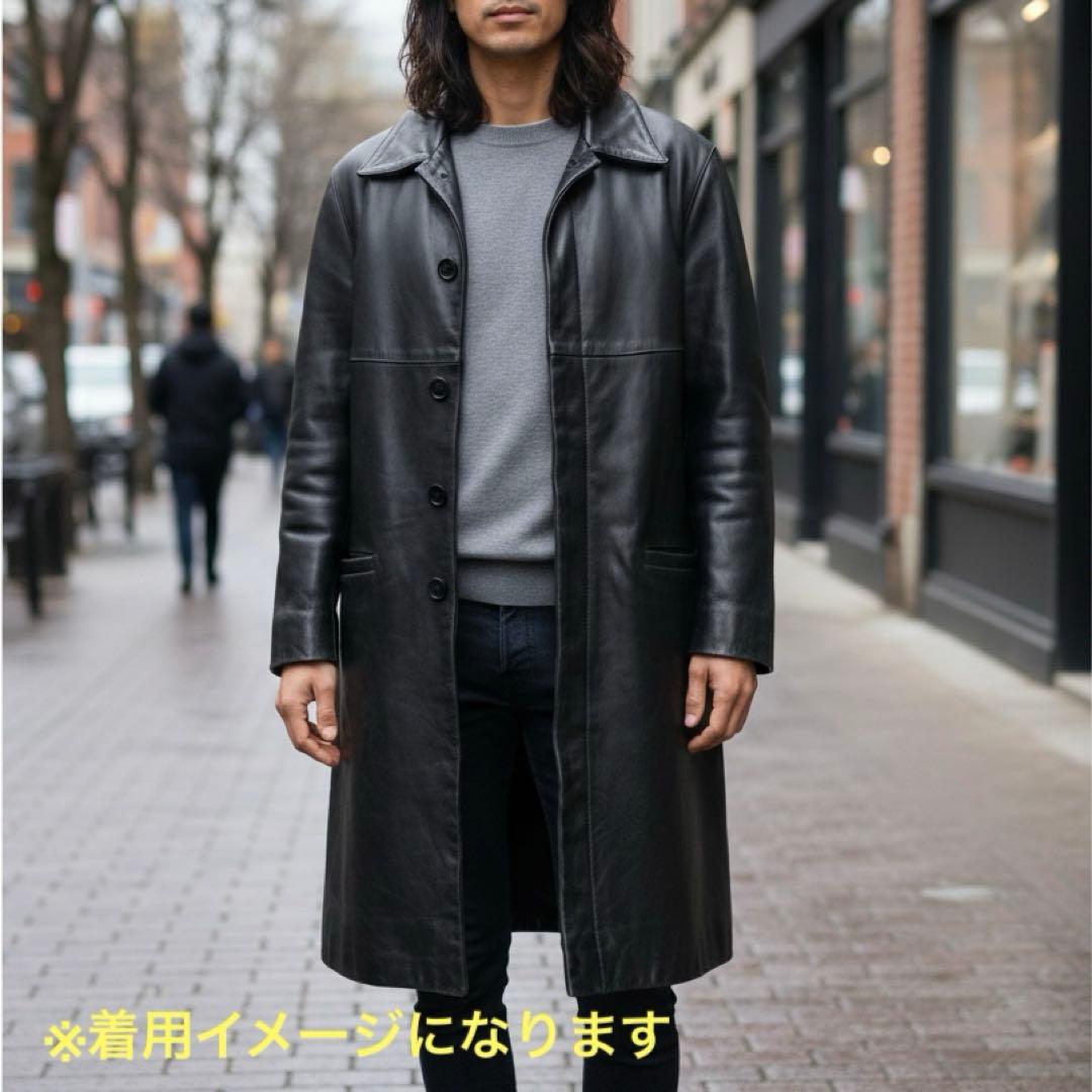 A.P.C 馬革 レザーコート 比翼 ロング フランス製 ヴィンテージ 黒 S