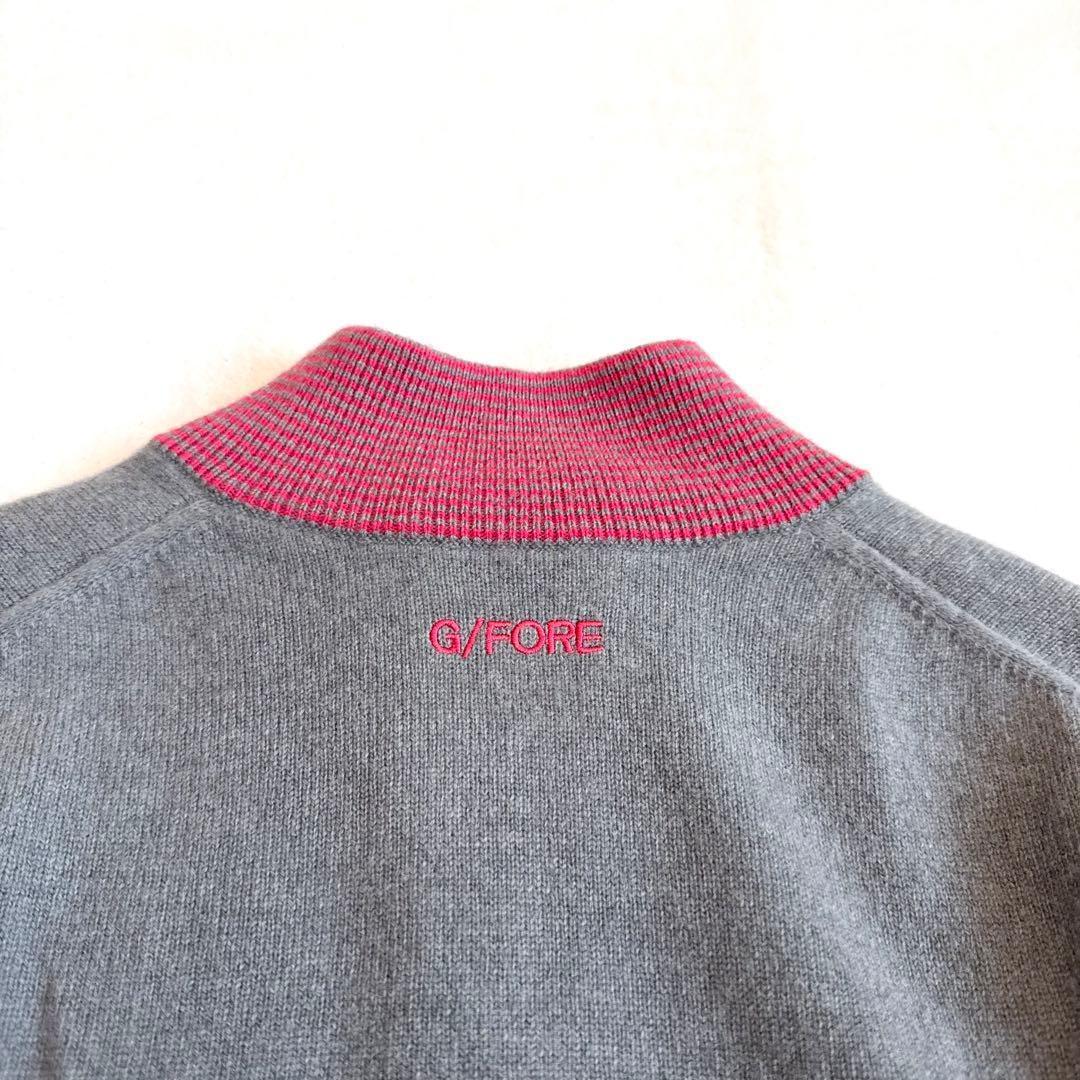 G/FORE カシミヤ混 ジップニット 40 グレー×ピンク
