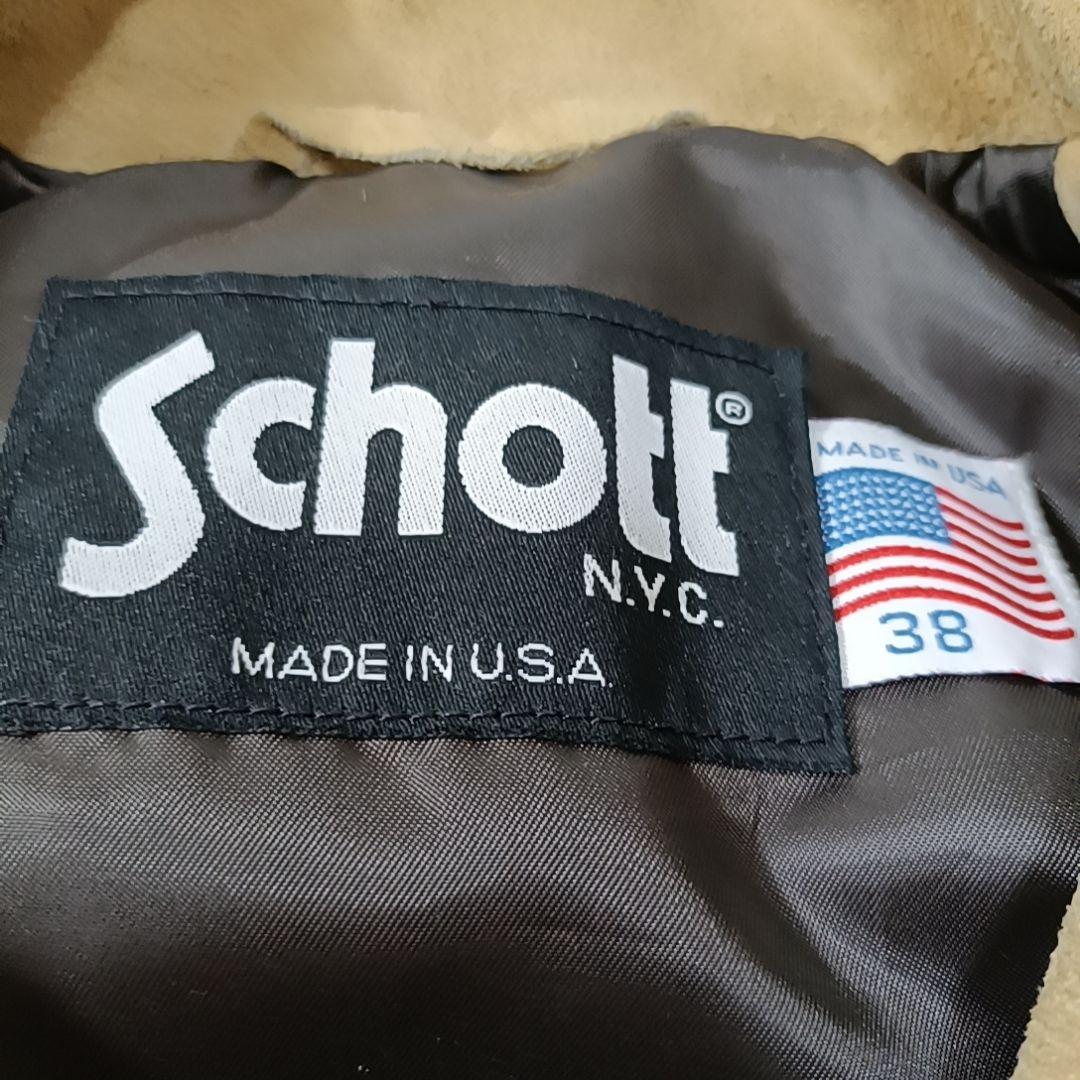 極希少✨Schott スウェード レザージャケット USA製 牛革 ベージュ L
