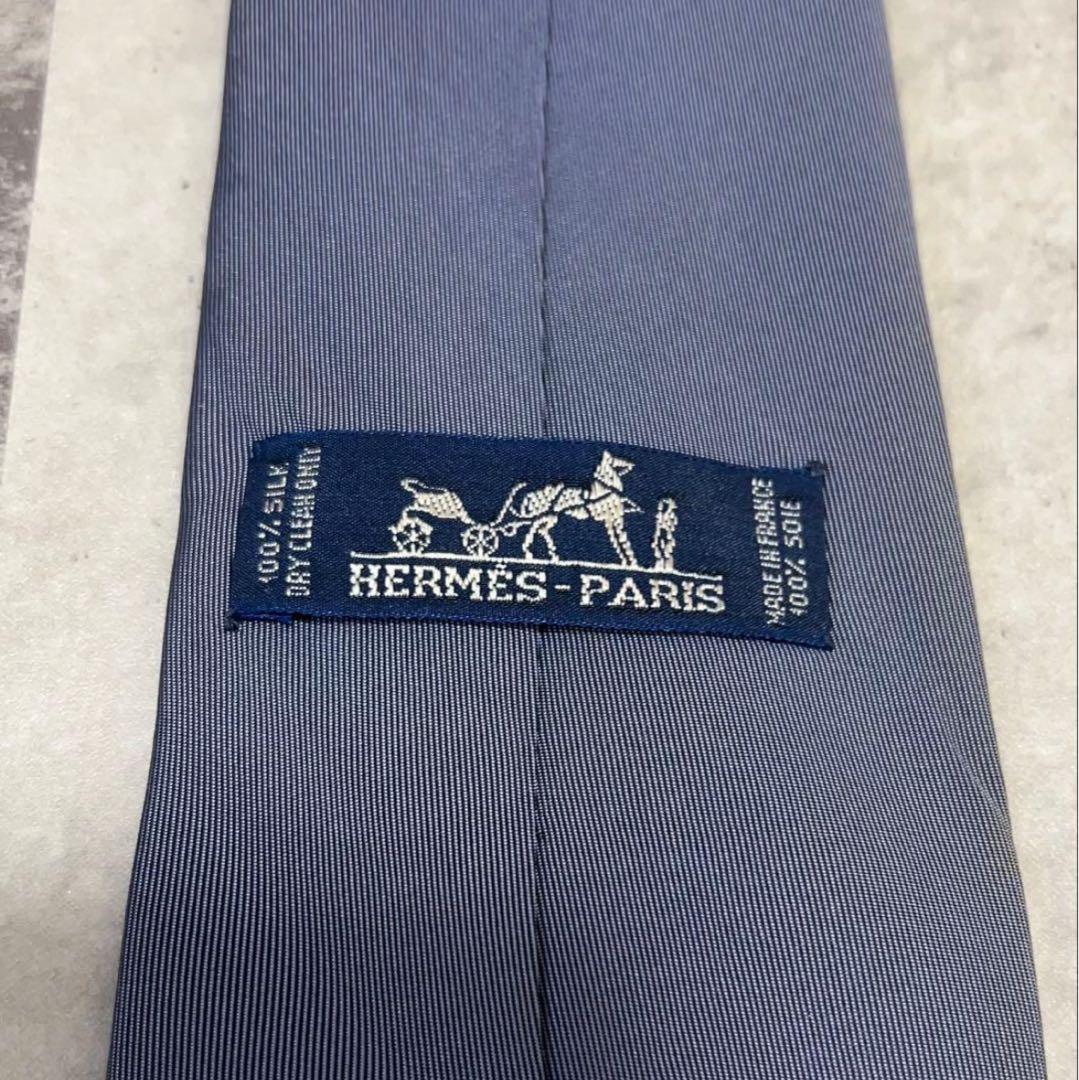HERMES ネクタイ　ハイブランド ソリッド グレー