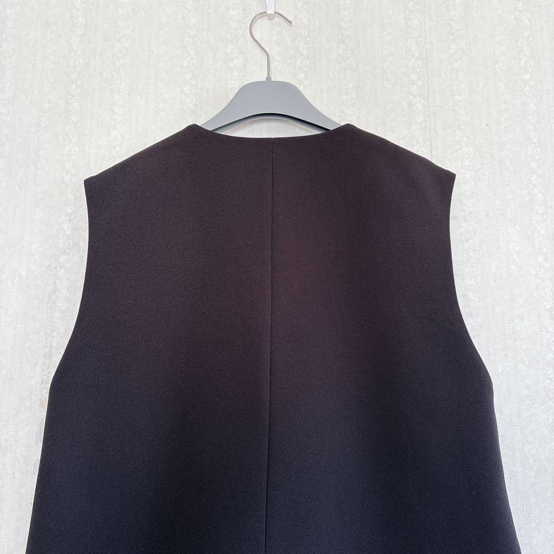♦︎美品♦︎CELFORD リネンライクパールネックロングジレ ブラック
