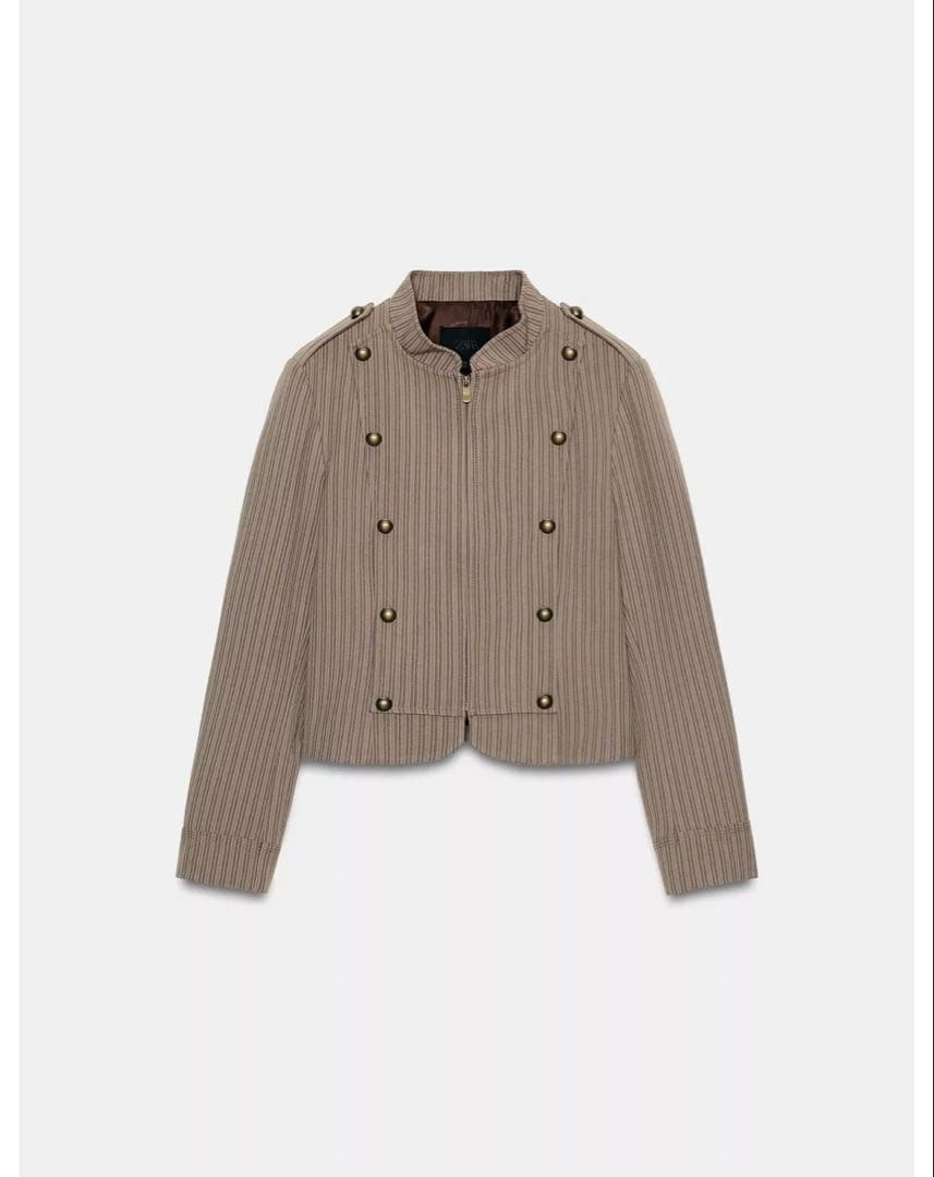 完売品⭐︎ZARA ストライプ柄フィットブレザー S ライトゴールデンブラウン